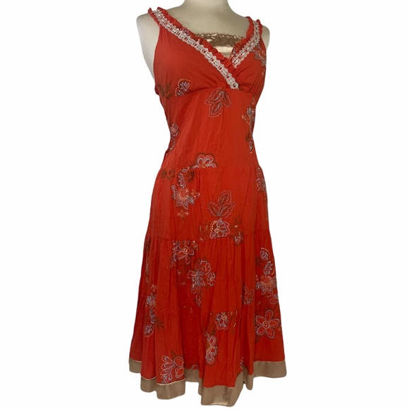 Handmade Embroidered Indian Boho Gypsy Style Dress Romantic Feminine Floral - Picture 3 of 12